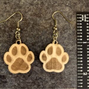 Paw print wood earrings